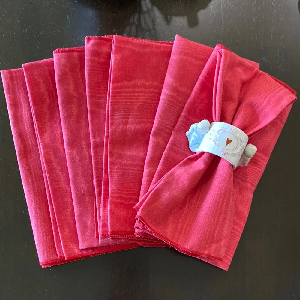 Vintage Salmon/Red Cloth Napkin Set Of 8!